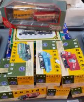 Two trays of vintage and modern mainly boxed diecast model vehicles to include: Dinky Matchbox