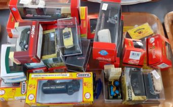 Two trays of mainly boxed diecast and other model vehicles to include: Corgi 60th Anniversary