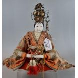 19th century Japanese Edo period character doll, dressed in period Kimono and fan. (B.P. 21% +
