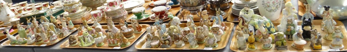 Four trays of china to include; two figurines; Royal Doulton 'Solitude' HN2810 and Coalport 'The