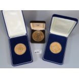 1984 Sarajevo Los Angeles Olympic presentation coin together with two Los Angeles 1984 Olympic