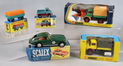 Vintage Scalex Aston Martin DB2 keyless clockwork scale model car in original box together with