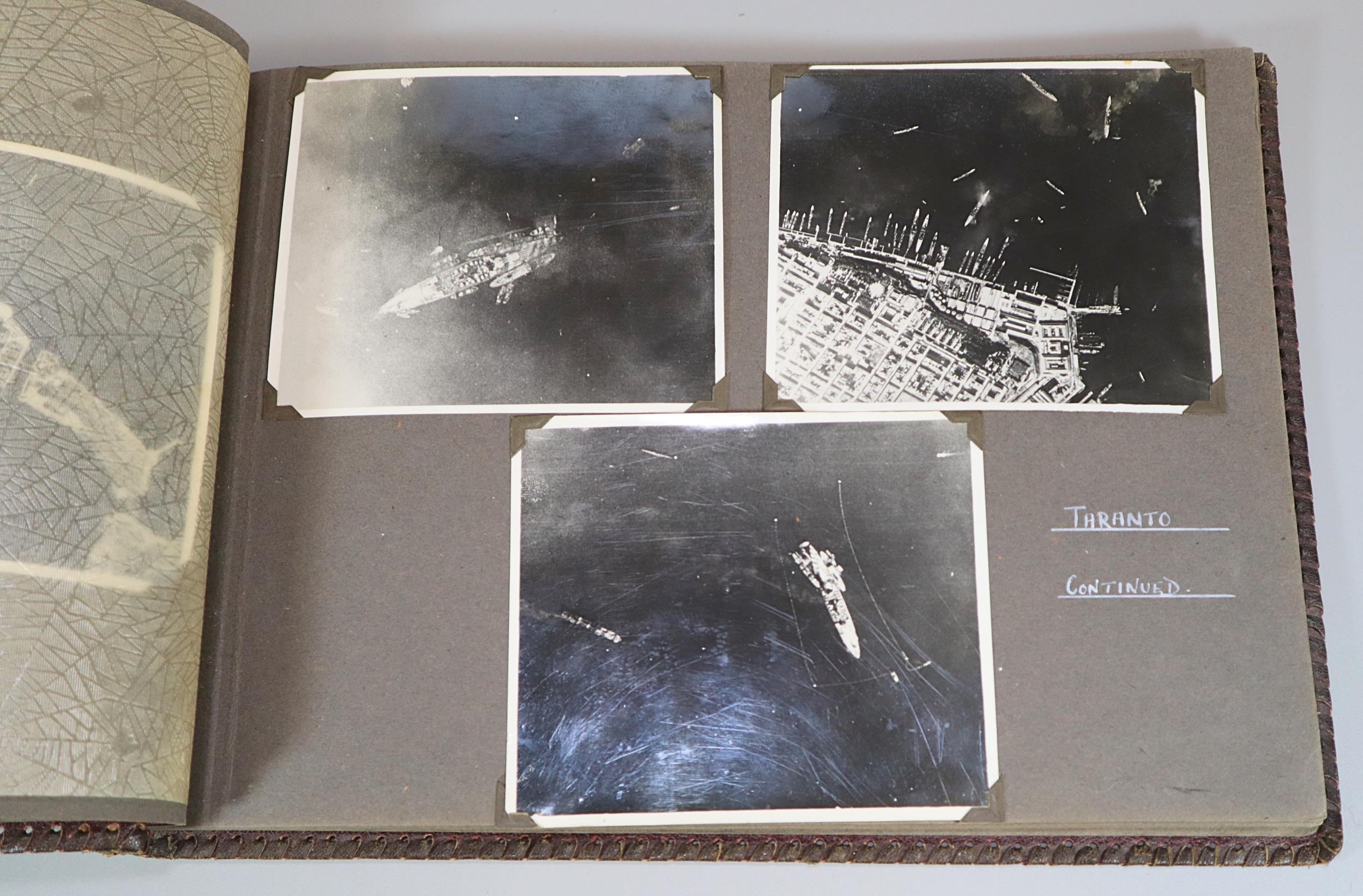 Interesting WWII photograph album, featuring images of the Aircraft Carrier HMS Formidable at sea, - Image 4 of 5