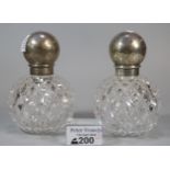 Two silver topped and hobnail cut ladies scent bottles with star-cut bases (2) (B.P. 21% + VAT)