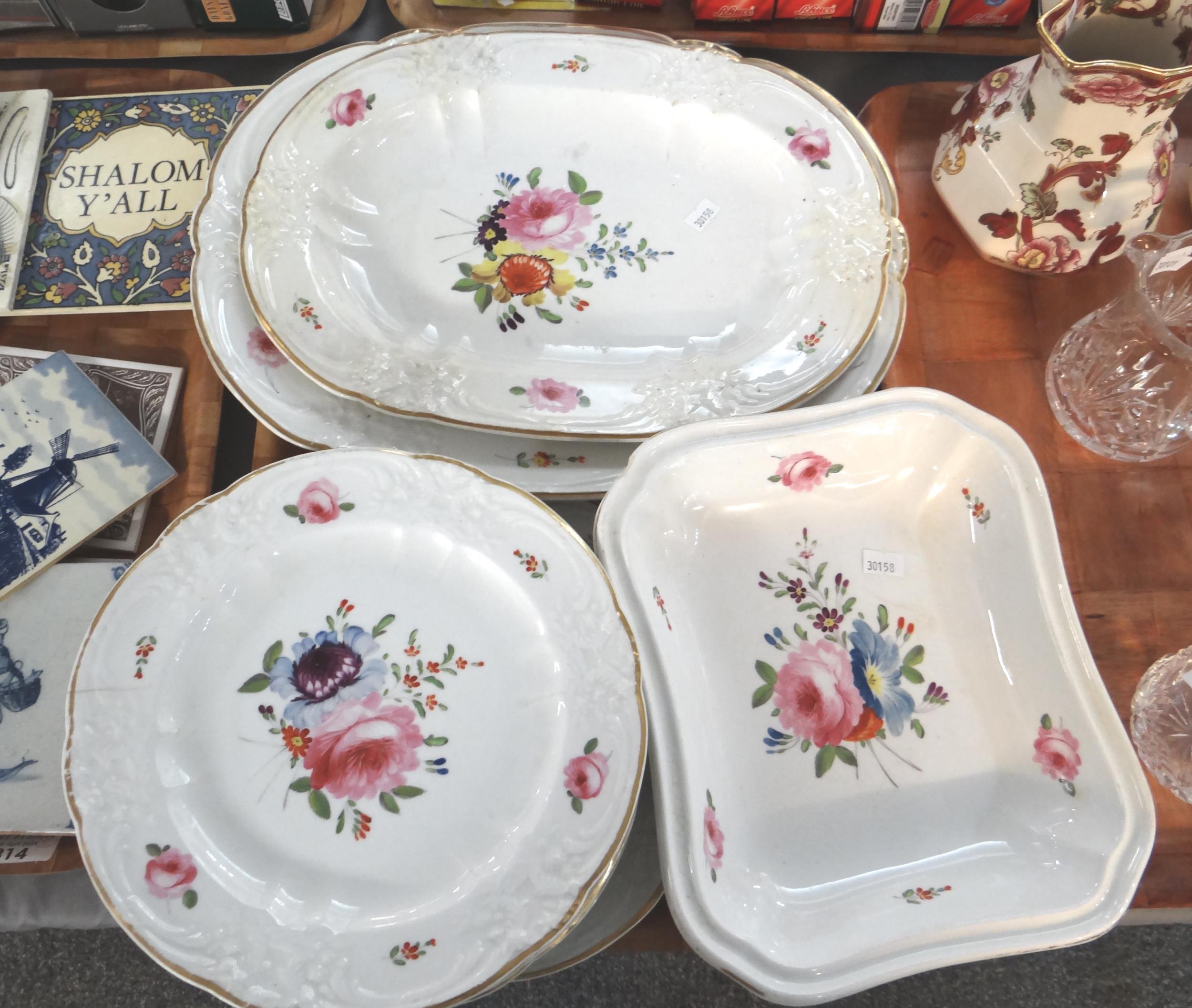 Tray of 19th Century Bloor period Derby porcelain hand painted floral design items to include; six