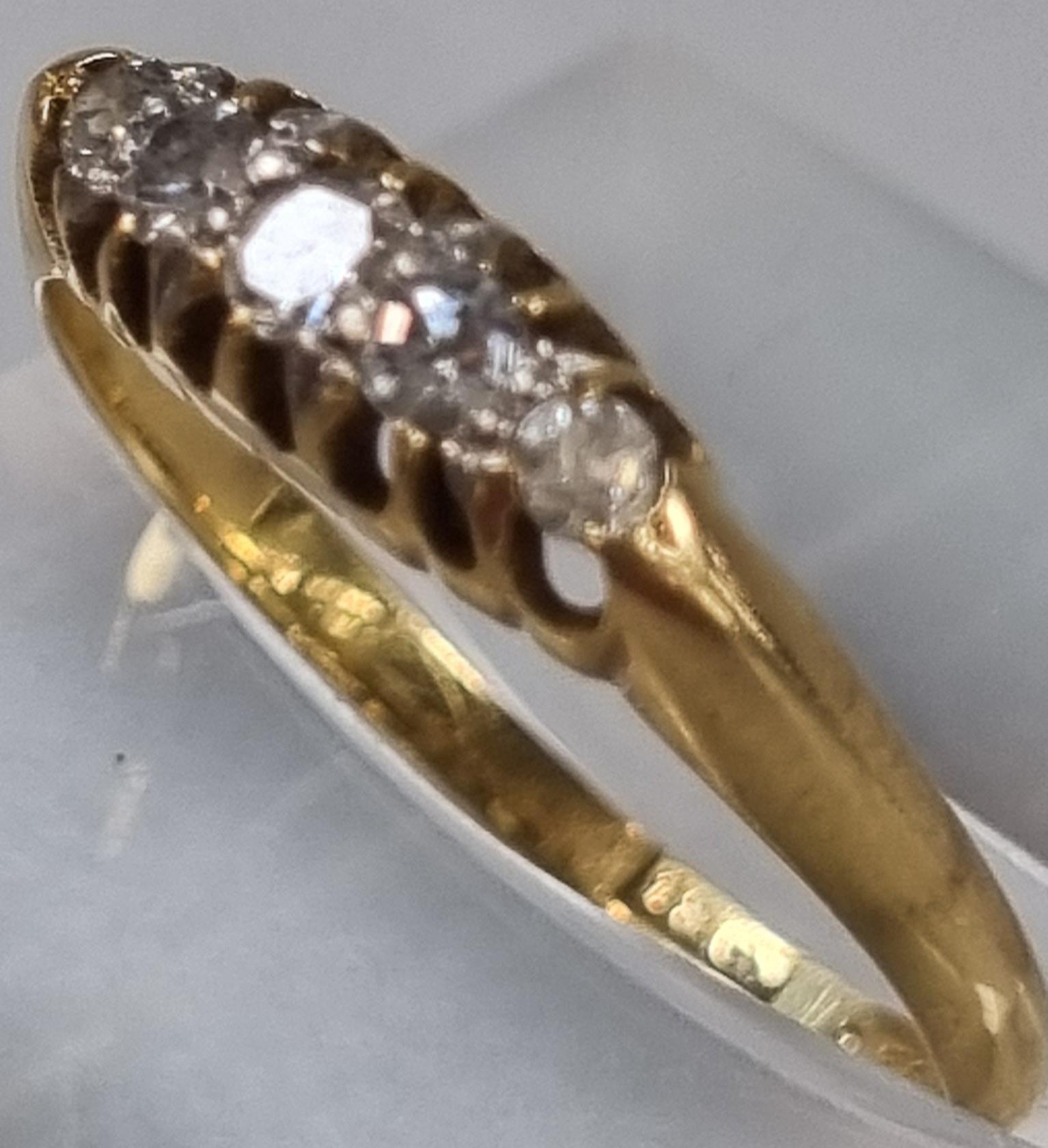 18ct gold five stone diamond ring. 1.6g approx. Size M1/2. (B.P. 21% + VAT) - Image 2 of 4