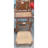 1950s/60s doll's wooden high chair with transfer print decoration together with small bar backed