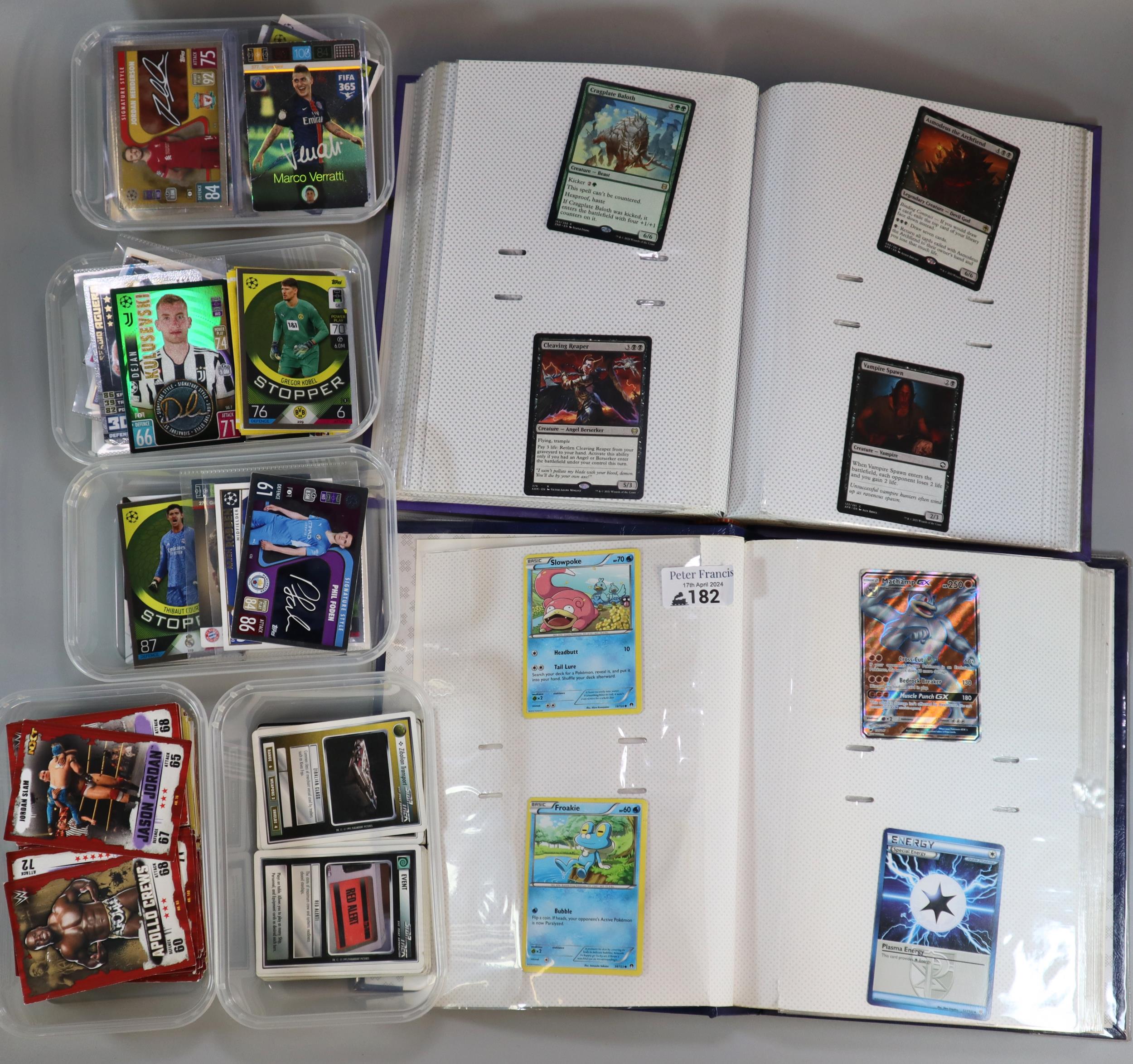 Collection of trading cards to include: Pokemon, Fortnite Series 3, Star Trek, Topps - Wrestling,