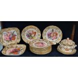Collection of early 19th Century (c1820) Coalport Rose & Co Improved Feltspar porcelain dinnerware