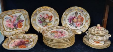 Collection of early 19th Century (c1820) Coalport Rose & Co Improved Feltspar porcelain dinnerware