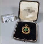 9ct gold and enamel cased pendant/fob marked 'Irish Amateur Swimming Association'. 8.6g approx. (B.