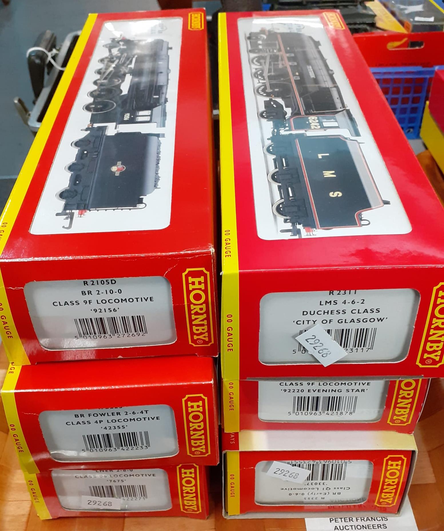 Six Hornby OO gauge locomotives, all in original boxes to include: Duchess Class City of Glasgow,