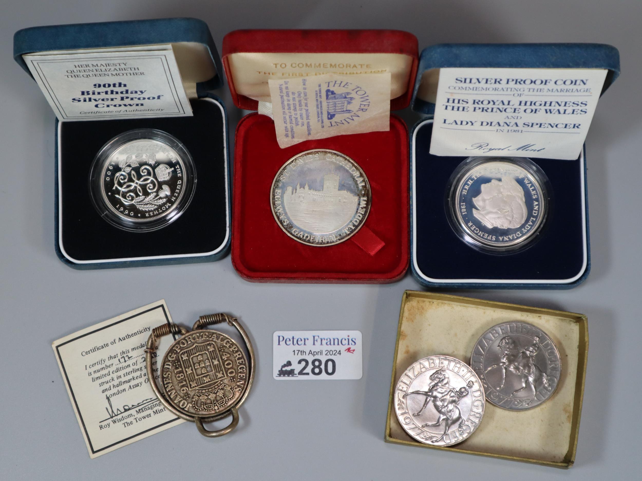 Collection of coins to include: The first distribution in Wales of The Royal Maundy St David's