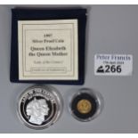 Queen Elizabeth Bailwick of Guernsey 1988 Queen Elizabeth the Queen Mother small Five Pounds coin,