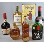 Collection of alcoholic spirits to include: Haig's Dimple Scotch Whisky, one in original box,