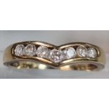 9ct gold and cubic zirconia wishbone ring. 1.4g approx. Size L1/2. (B.P. 21% + VAT)