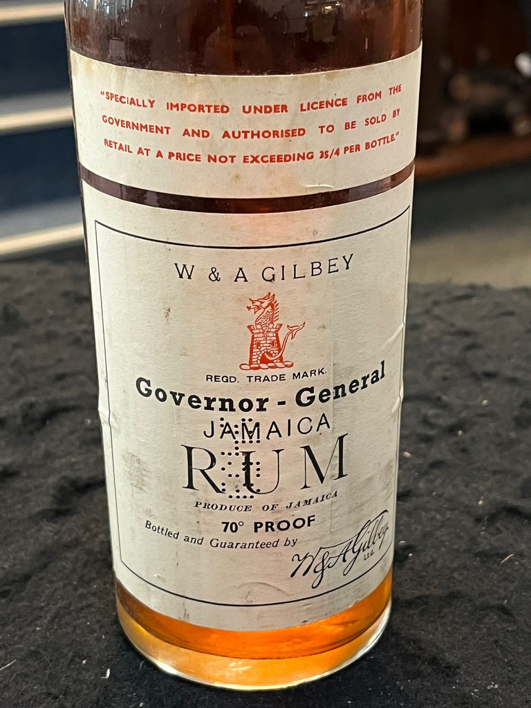 Bottle of vintage W & A Gilbey's, Governor General Jamaica Rum. 70% proof. (B.P. 21% + VAT) - Image 3 of 6