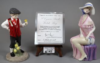 Royal Worcester bone china figurine Y Cymro Bach, 'Welsh Boy'. In original box and COA. together