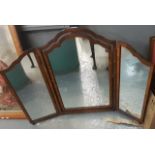 Walnut framed triple dressing table mirror. (B.P. 21% + VAT)