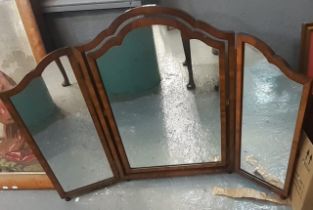 Walnut framed triple dressing table mirror. (B.P. 21% + VAT)