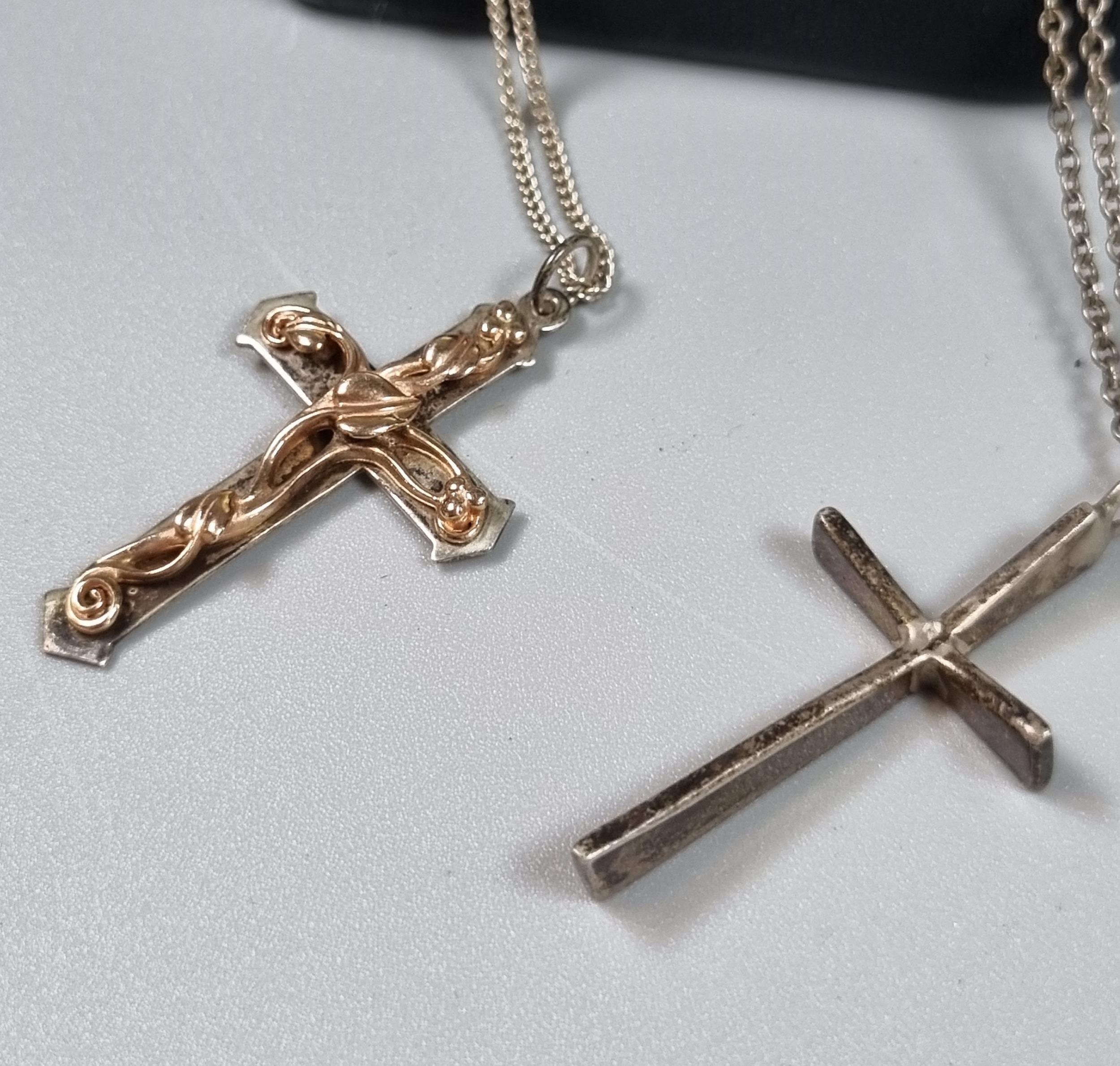 Clogau rose gold and silver organic design crucifix pendant together with a silver crucifix - Image 2 of 2