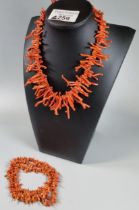 Two coral necklaces. (B.P. 21% + VAT)