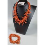 Two coral necklaces. (B.P. 21% + VAT)