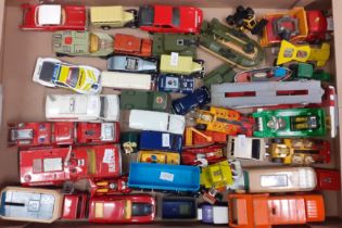 Three trays of assorted playworn and boxed diecast and other model vehicles including: