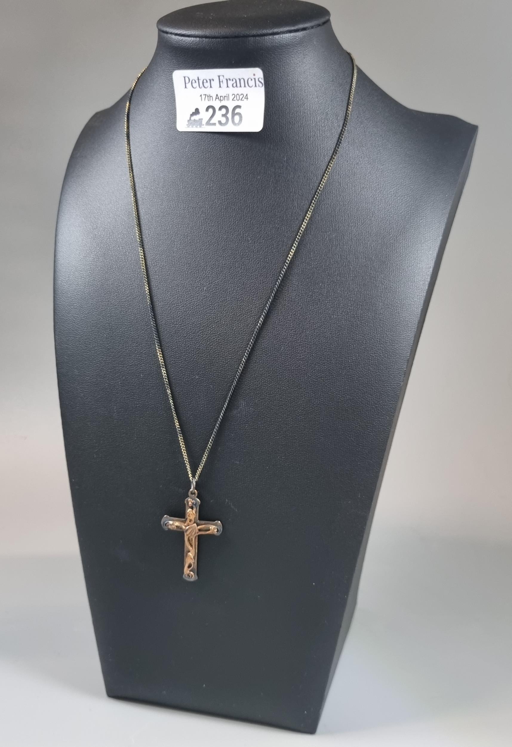 Clogau 9ct gold crucifix pendant on chain in original box. 7.2g approx. (B.P. 21% + VAT)