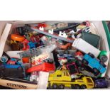 Box of vintage play worn toys, mainly diecast and other model vehicles. (B.P. 21% + VAT)