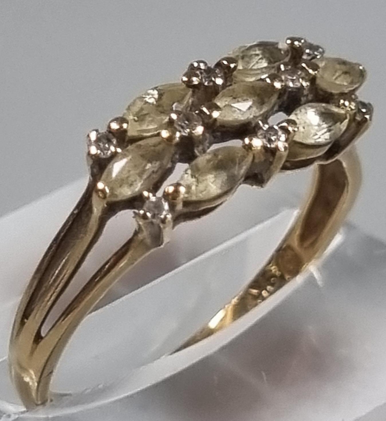 9ct gold coloured stone and diamond ring. 1.7g approx. Size O1/2. (B.P. 21% + VAT) - Image 3 of 5