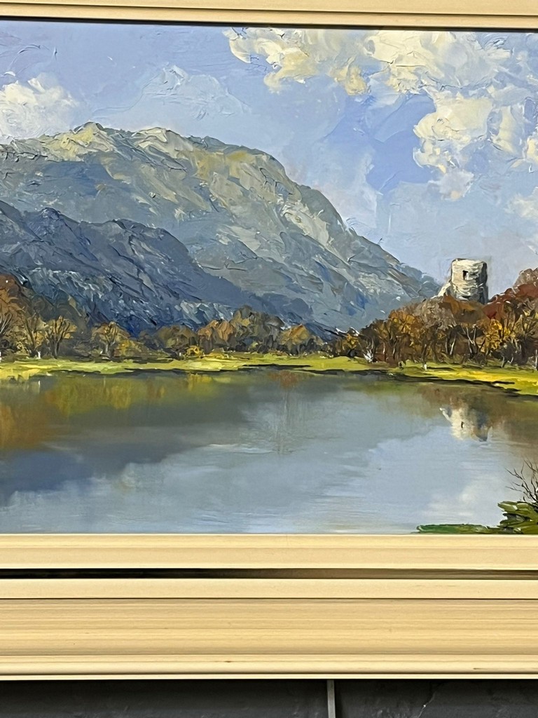 Charles Wyatt Warren (Welsh 1908 - 1993), Snowdonia lake landscape with distinctive castle tower, - Image 5 of 6