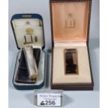 Dunhill faux tortoiseshell lighter in original box together with another Dunhill silver plated