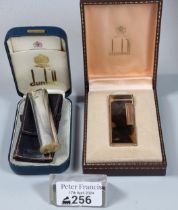 Dunhill faux tortoiseshell lighter in original box together with another Dunhill silver plated