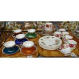 Two trays of china to include; Royal Albert 'Old English Rose' design teacups and saucers and