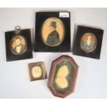 Collection of assorted portrait miniatures and silhouettes to include: pair early 19th century