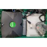 Original Xbox and Xbox 360 consoles together with two controllers, leads, power pack and two Xbox