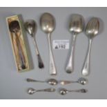 Collection of silver and silver plated spoons. 2.7 troy oz approx. (B.P. 21% + VAT)