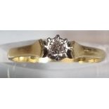 18ct gold diamond solitaire ring. 2.4g approx. size L. (B.P. 21% + VAT)