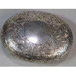 George V silver snuff box with gilt interior, of engraved foliate pebble form. By Henry Williamson