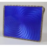 Silver 925 blue guilloche enamel and engine turned cigarette case. 3.75 troy oz. approx. (B.P. 21% +