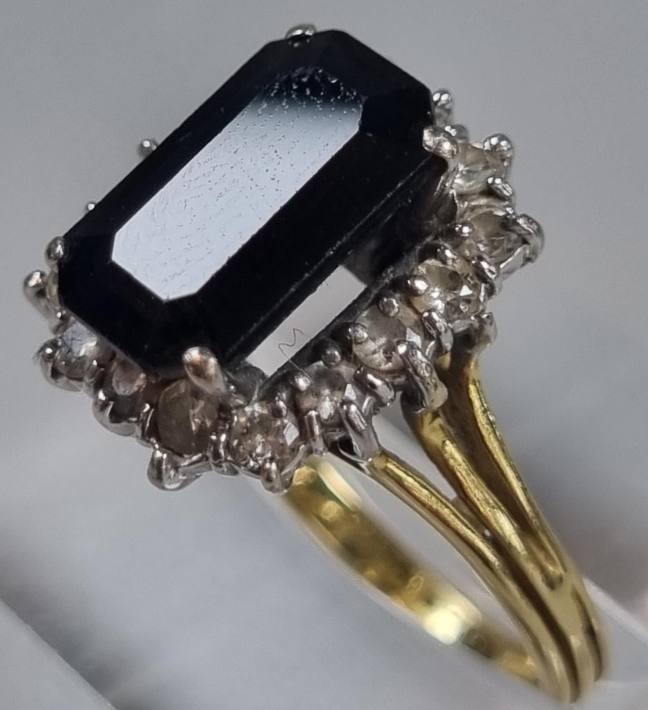 18ct gold diamond and black stone ring (possibly sapphire). 4.3g approx. Size L1/2. (B.P. 21% + VAT) - Image 2 of 5