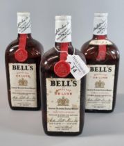 Three bottles of Bell's Royal VAT De Luxe Liqueur Blended Scotch Whisky. 70% proof. (B.P. 21% + VAT)