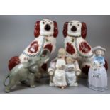 Collection of ceramics to include: pair of Staffordshire style seated Spaniels, two The Leonardo