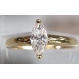 Modern 14ct gold and white stone solitaire style ring. 1.4g approx. Size J1/2. (B.P. 21% + VAT)