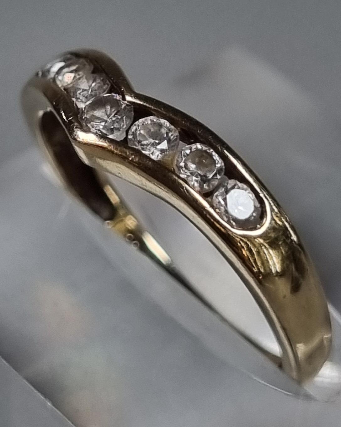 9ct gold and cubic zirconia wishbone ring. 1.4g approx. Size L1/2. (B.P. 21% + VAT) - Image 2 of 4