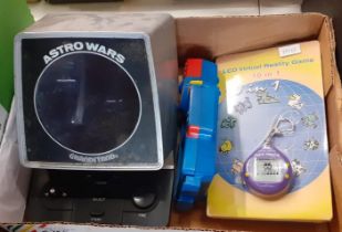 Vintage Grandstand Astro Wars battery operated game together with LCD Virtual Reality game Ten in