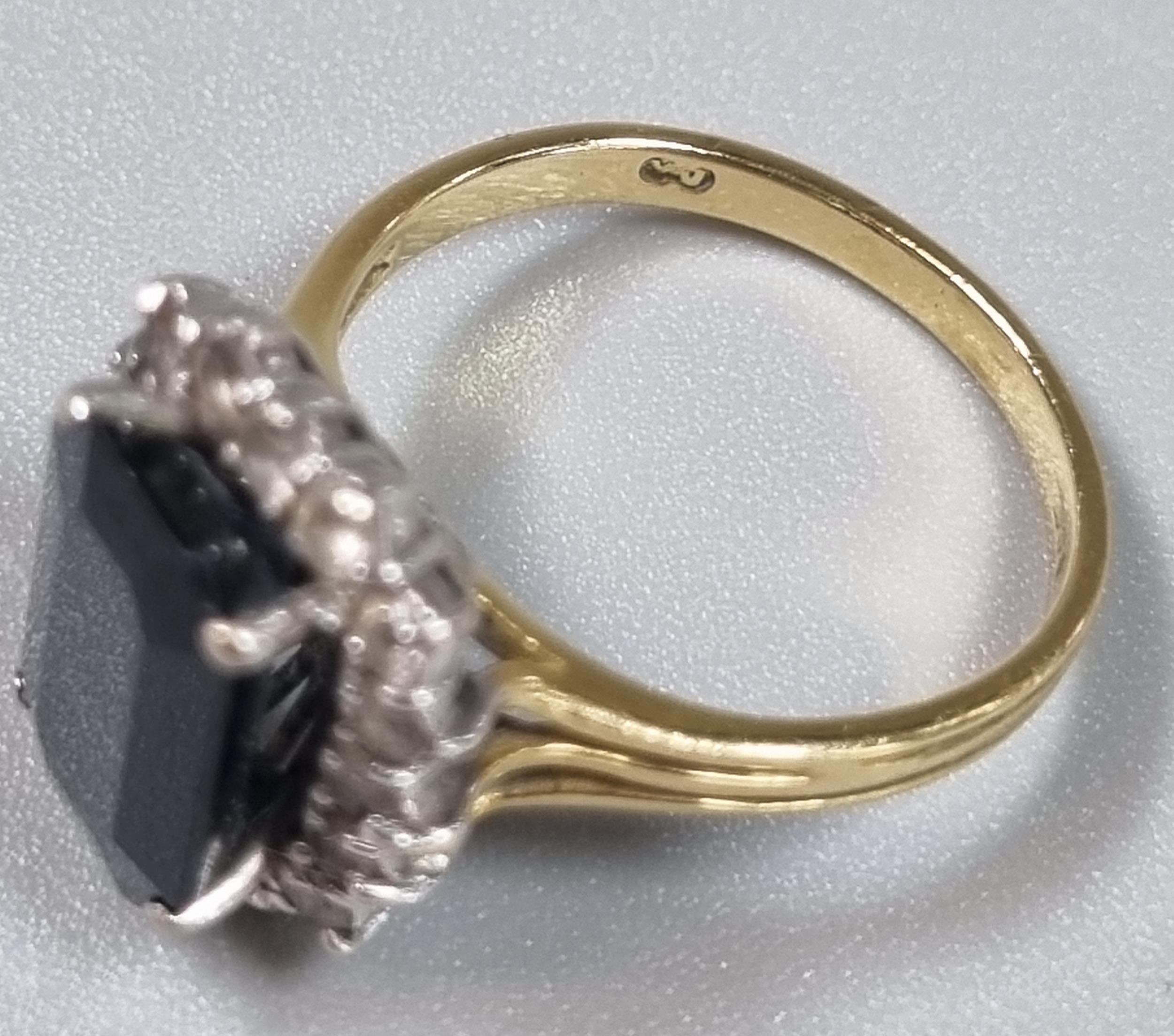 18ct gold diamond and black stone ring (possibly sapphire). 4.3g approx. Size L1/2. (B.P. 21% + VAT) - Image 4 of 5