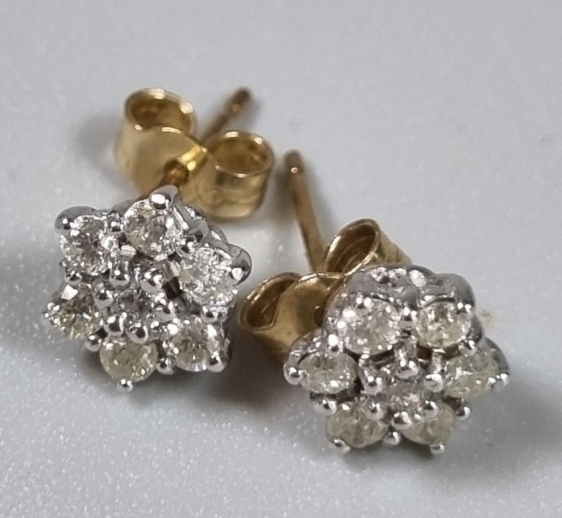 Pair of 9ct gold and diamond flowerhead rings. (B.P. 21% + VAT) - Image 2 of 2