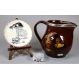 Royal Doulton Charles Dickens themed Memories Kingsware jug/pitcher with silver collar for London